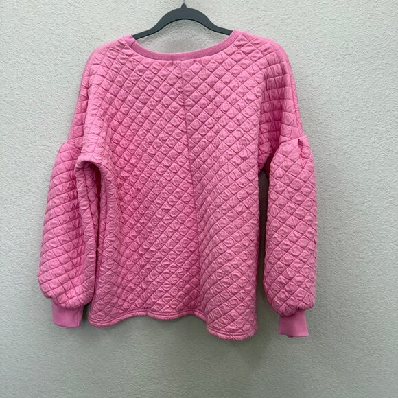 Judith March Queen of the Court Tennis Pink Quilted Pullover Shirt Womens Small - Picture 7 of 9